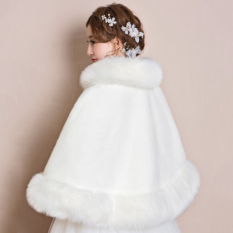 Thumbnail: Wedding Dress Shawl Winter Bride Wedding Ceremony White Bridesmaid Dress Evenin