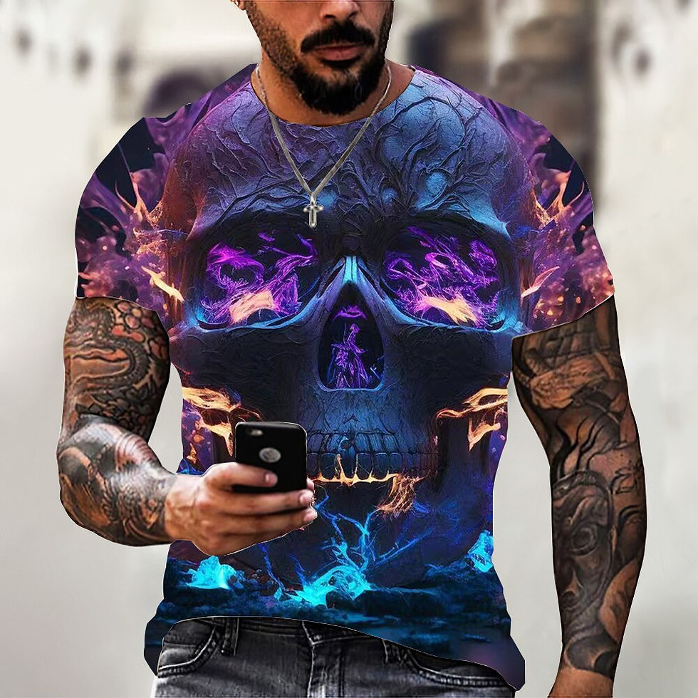 الصورة المصغرة: New Fashion Men's T-Shirt Spring Clothing Skull Graphic T-Shirts Harajuku Y2k S