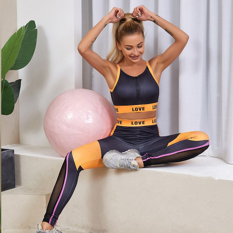 Thumbnail: Sports Yoga Sets Women Gym Tracksuit Sports Suits For Women 2 Piece Hollow Out 