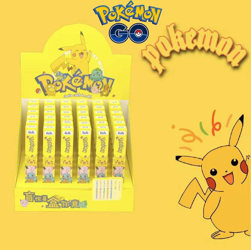 Thumbnail: Anime Pokemon Pikachu Cartoon 6pcs Blind Box Pen Student Press Core Black 0.5mm