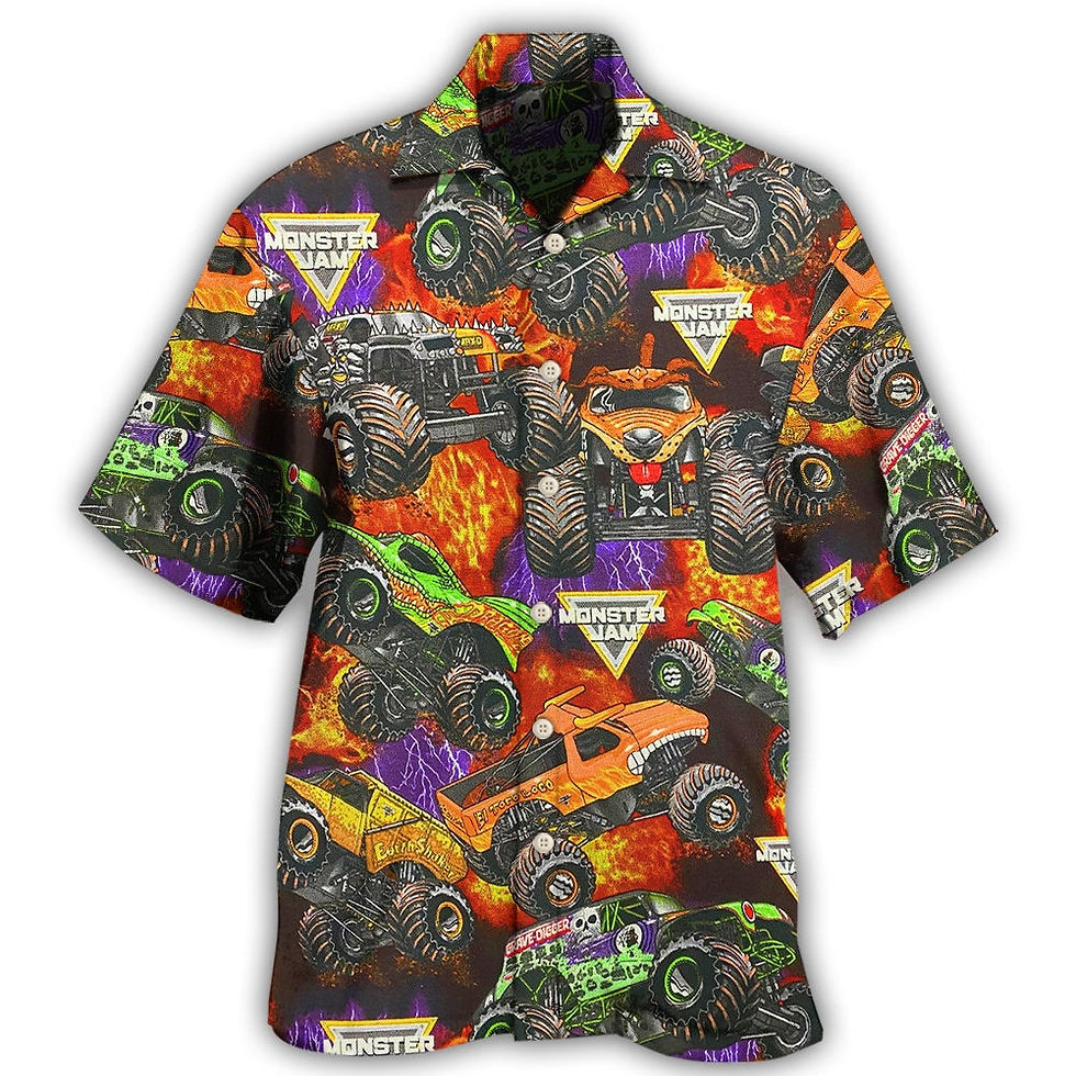 Thumbnail: 2023 Men's Beach Summer Outdoor Vintage Hawaiian Shirt Funny Car Print Shirt Fo