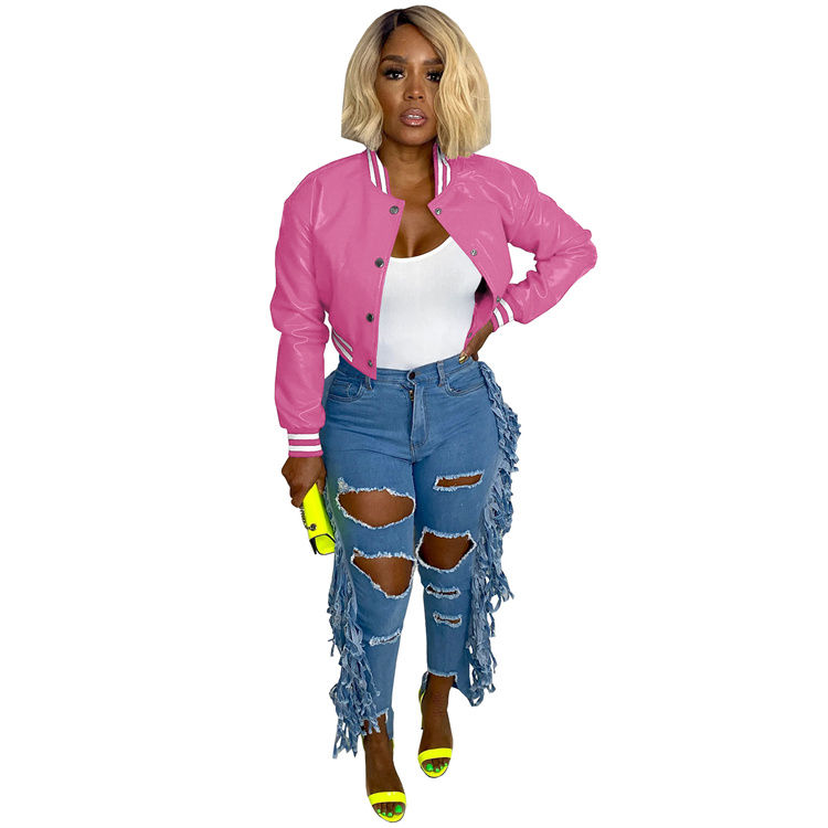 Thumbnail: New Arrivals Winter Casual Leather Coats Crop Top Clothes Women  PU Jackets