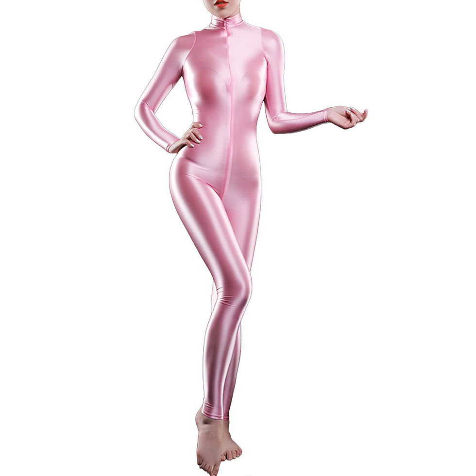 Thumbnail: Women's Shiny Spandex Unitard High Neck Long Sleeves Ankle Length Leotard Jumps