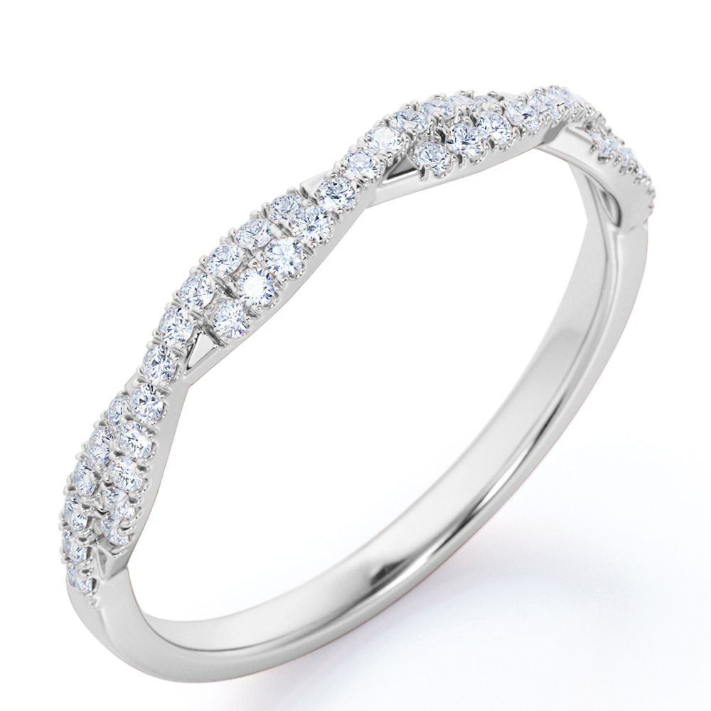 Half-Eternity 0.25 Carat Round Shape Diamond Pave Infinity Wedding Band in 10K 