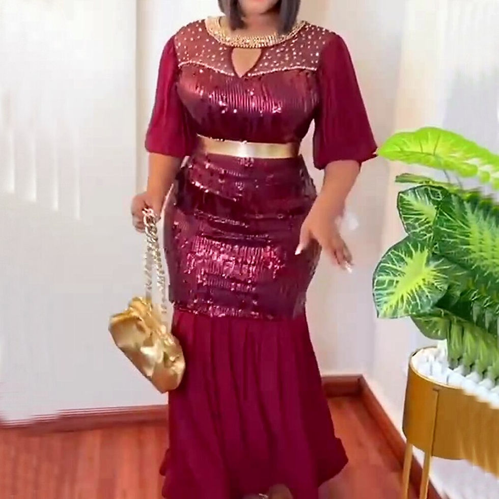 Thumbnail: African Wedding Dresses for Women Dashiki Ankara Sequin Outfit Gown Plus Size T
