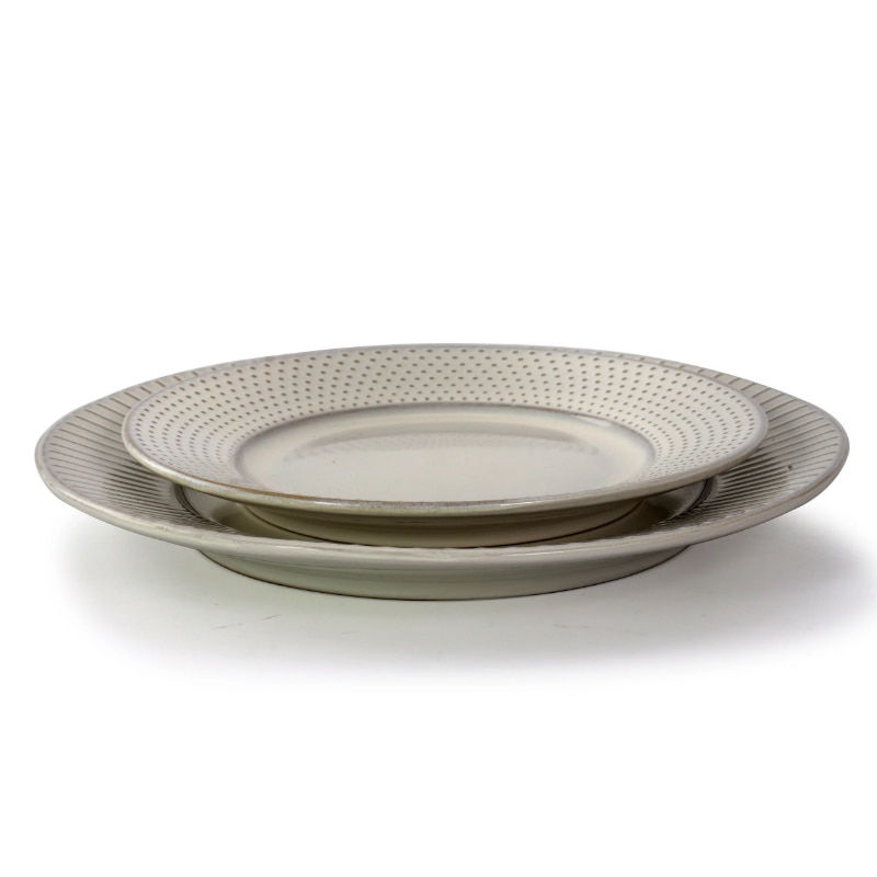 Miniaturbild: Elama Market Finds 16 Piece Round Stoneware Dinnerware Set In Embossed White Di