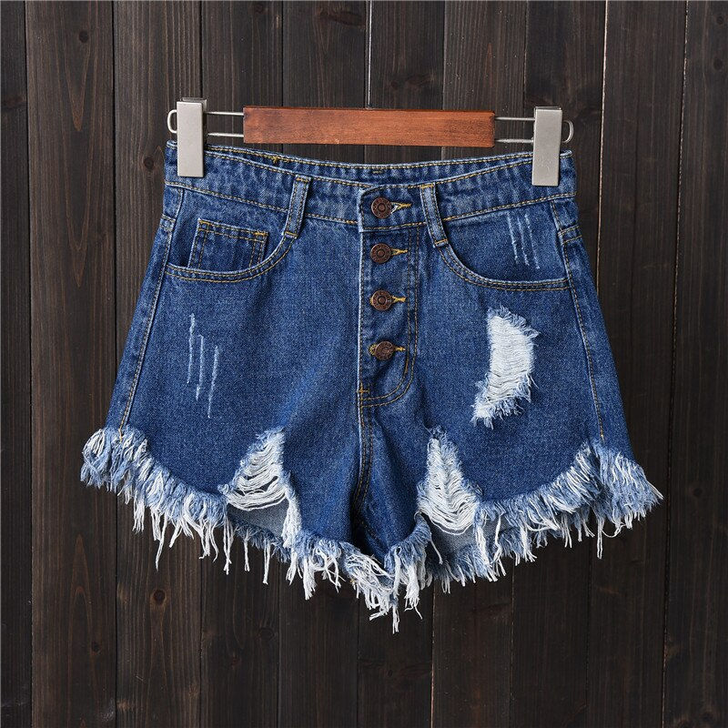 Thumbnail: Casual Summer Denim Women Shorts High Waists Plus Size Sexy Short Ripped Jeans