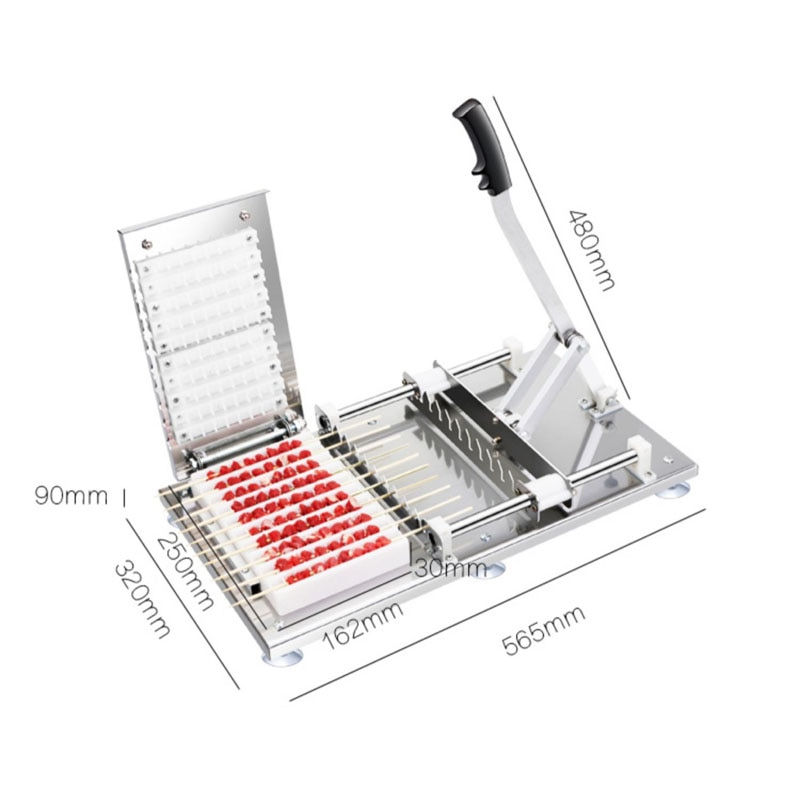 Thumbnail: Manual Satay Skewer Machine BBQ Stainless Steel Mutton Kebab Lamb Skewer Tools 
