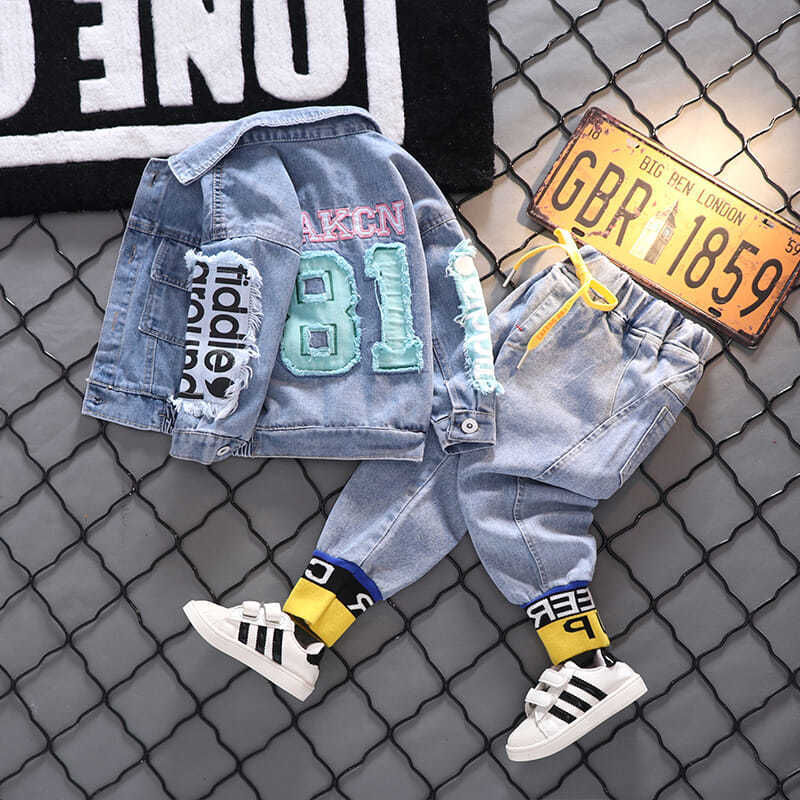 Thumbnail: Boy's Autumn Suit Jeans Foreign Style Loose Boy Kids 2020 New Children's Handso