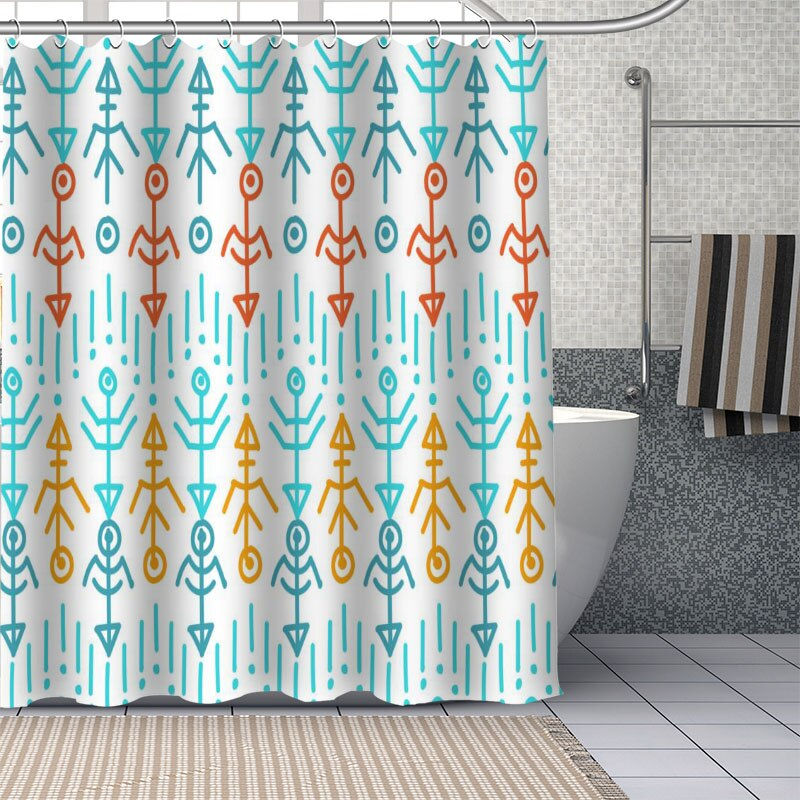 Thumbnail: African Ethnic Flower Pattern Shower Curtains Geometry Bathroom Curtain Fabric 