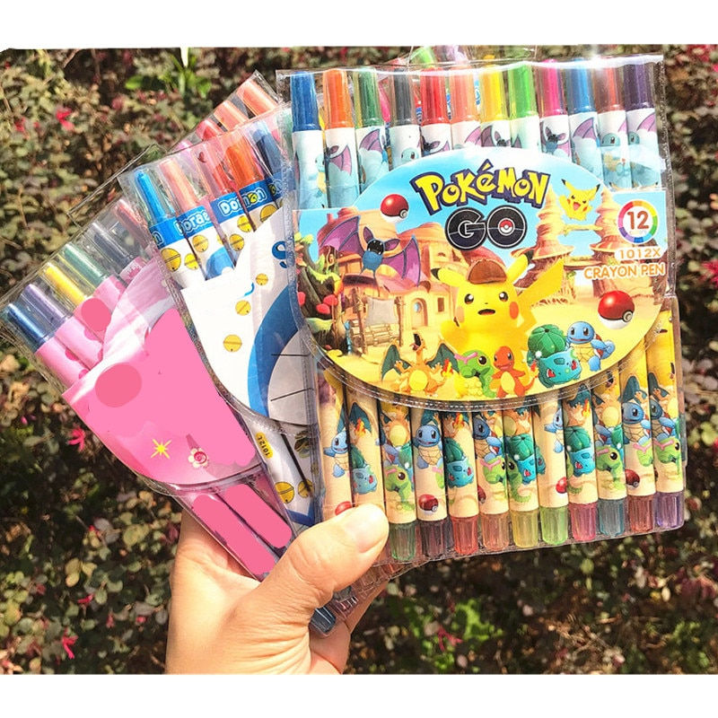 Thumbnail: 12 Color Pokemon Pikachu Crayons Cartoon Paint Brush Student Drawing School Sup