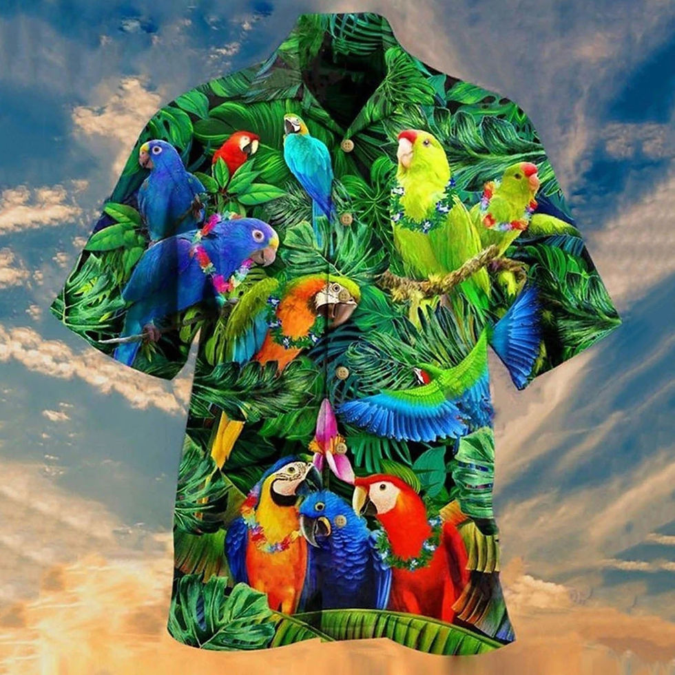 Thumbnail: Men Beach Summer Outdoor Vintage Hawaiian Shirts Parrot Print Shirt For Men Sum