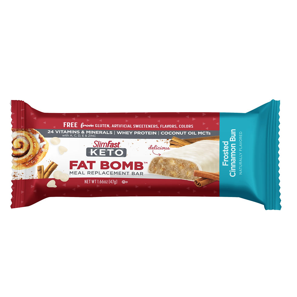 Миниатюра: SlimFast Keto Fat Bomb Meal Replacement Bar, Frosted Cinnamon Bun, 5 Count