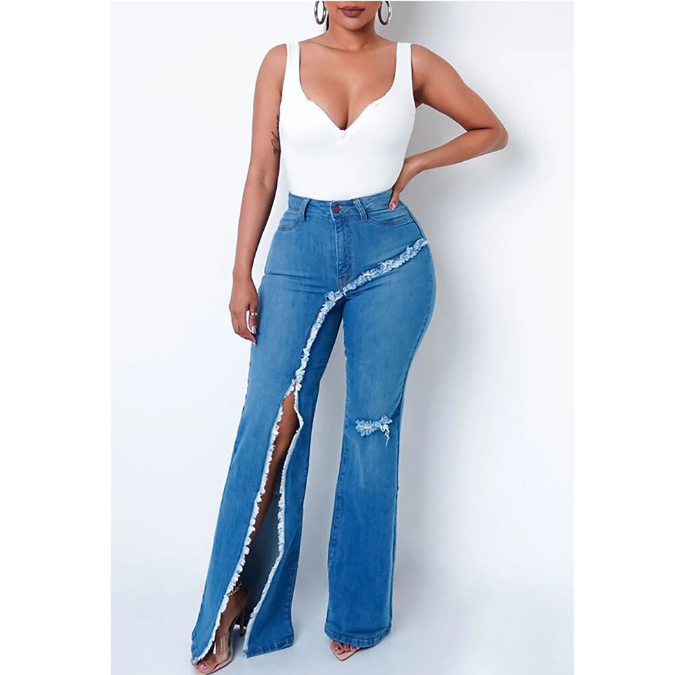 Thumbnail: Split Slim Jeans Pants For Women High Waist Ripped Hip Lift Summer Thin Women D