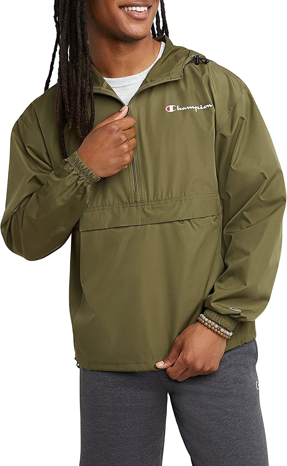 Thumbnail: Champion Men's Packable Recycled Windbreaker Jacket, Wind- and Water-Resistant 