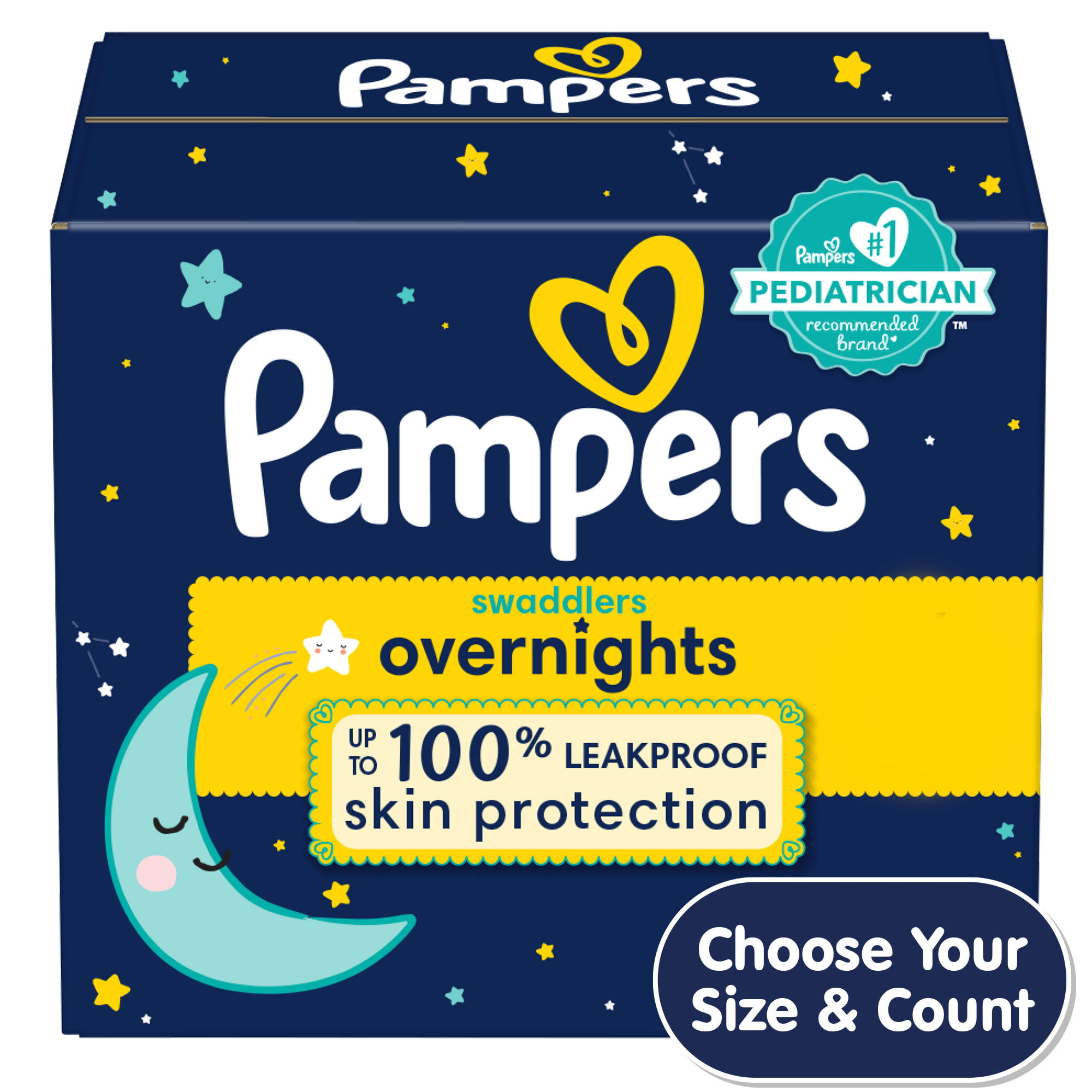 Pampers Swaddlers Overnight Diapers (Choose Your Size & Count)