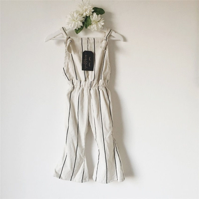 Miniaturbild: 1-6years Girls Clothes Sleeveless Overalls For Girls Gray Striped One Piece Jum