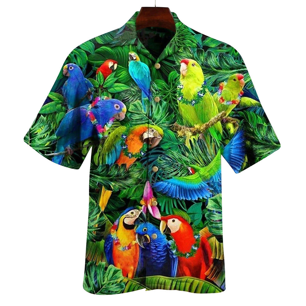 Thumbnail: Men Beach Summer Outdoor Vintage Hawaiian Shirts Parrot Print Shirt For Men Sum