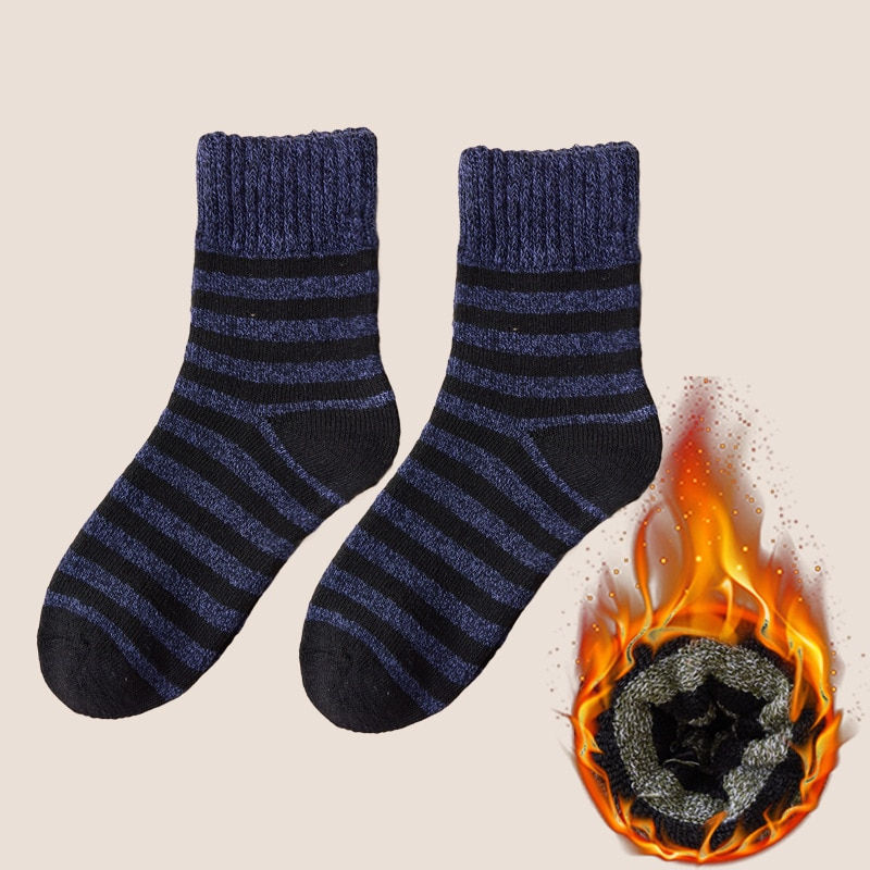Thumbnail: 5 Pairs Winter Men Thick Warm Wool Socks Plaid Harajuku Retro Large Size Snow L