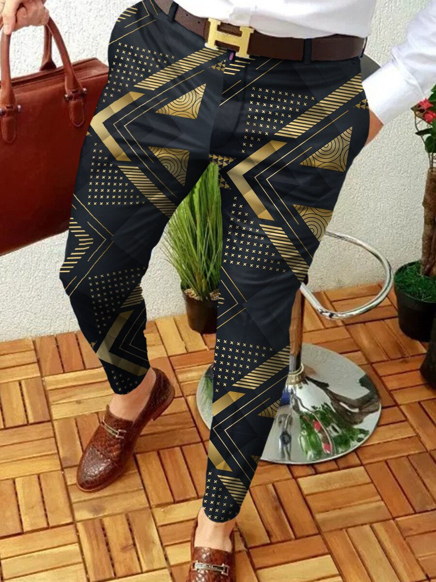 Thumbnail: 2022 New Smart Casual Men's Pants Ethnic Style Print Pencil Pants Men Thin Mid 