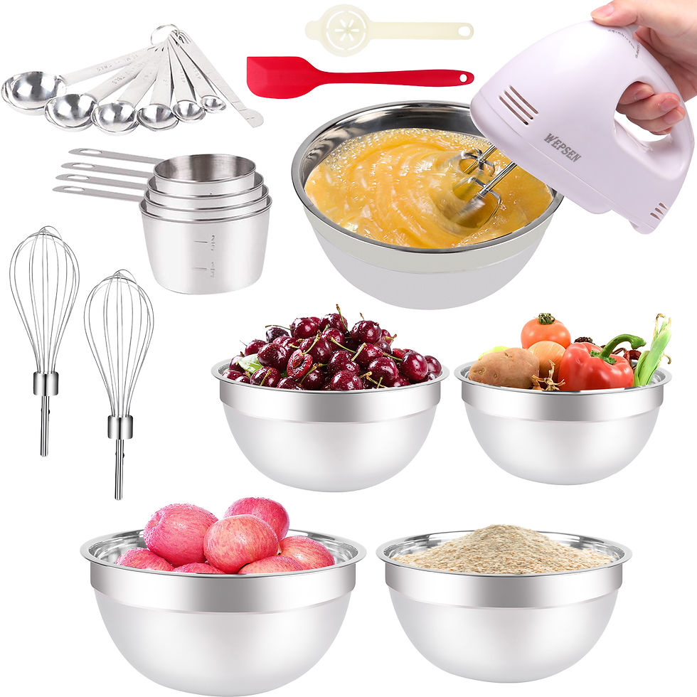 Thumbnail: Electric Hand Mixer with Mixing Bowls Set, Hand Mixers for Kitchen, 5-Speeds Ha