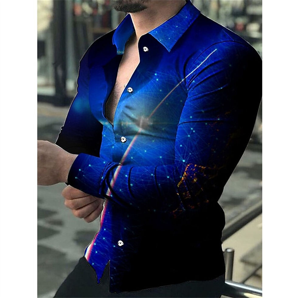 Thumbnail: High Quality Fashion Men Shirts Buttoned Shirt Casual Designer Starry Sky Print