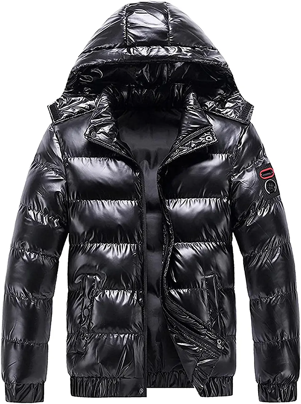 Thumbnail: Winter Warm Men Puffer Coat with Fur Hood,Shiny Hooded Reflective Padded Coat P