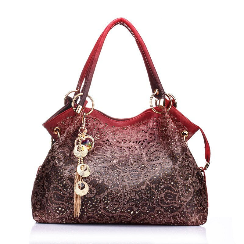 Miniatura: Female Bags for Women Hollow Out Ombre Handbags Floral Print Shoulder Bags Ladi
