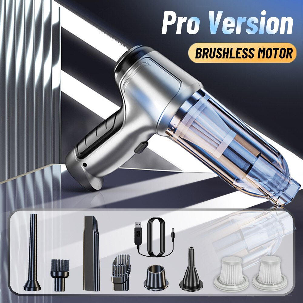 95000PA Car Vacuum Cleaner Strong Suction Wireless Portable Handheld Auto Robot