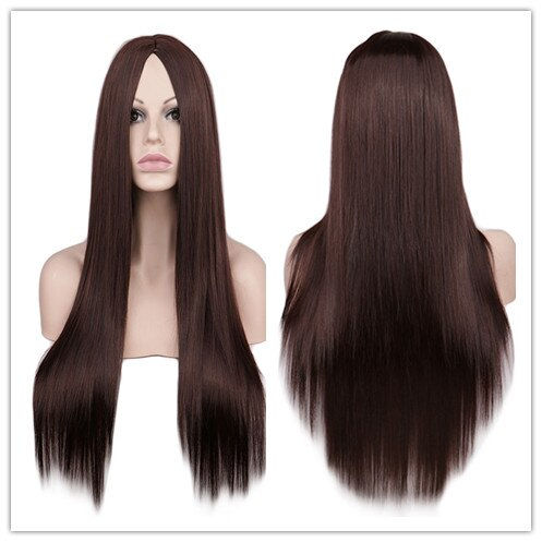 Miniature : SuQ Women's Long Straight Wig Hair Synthetic Natural Cosplay Party Light Brown 