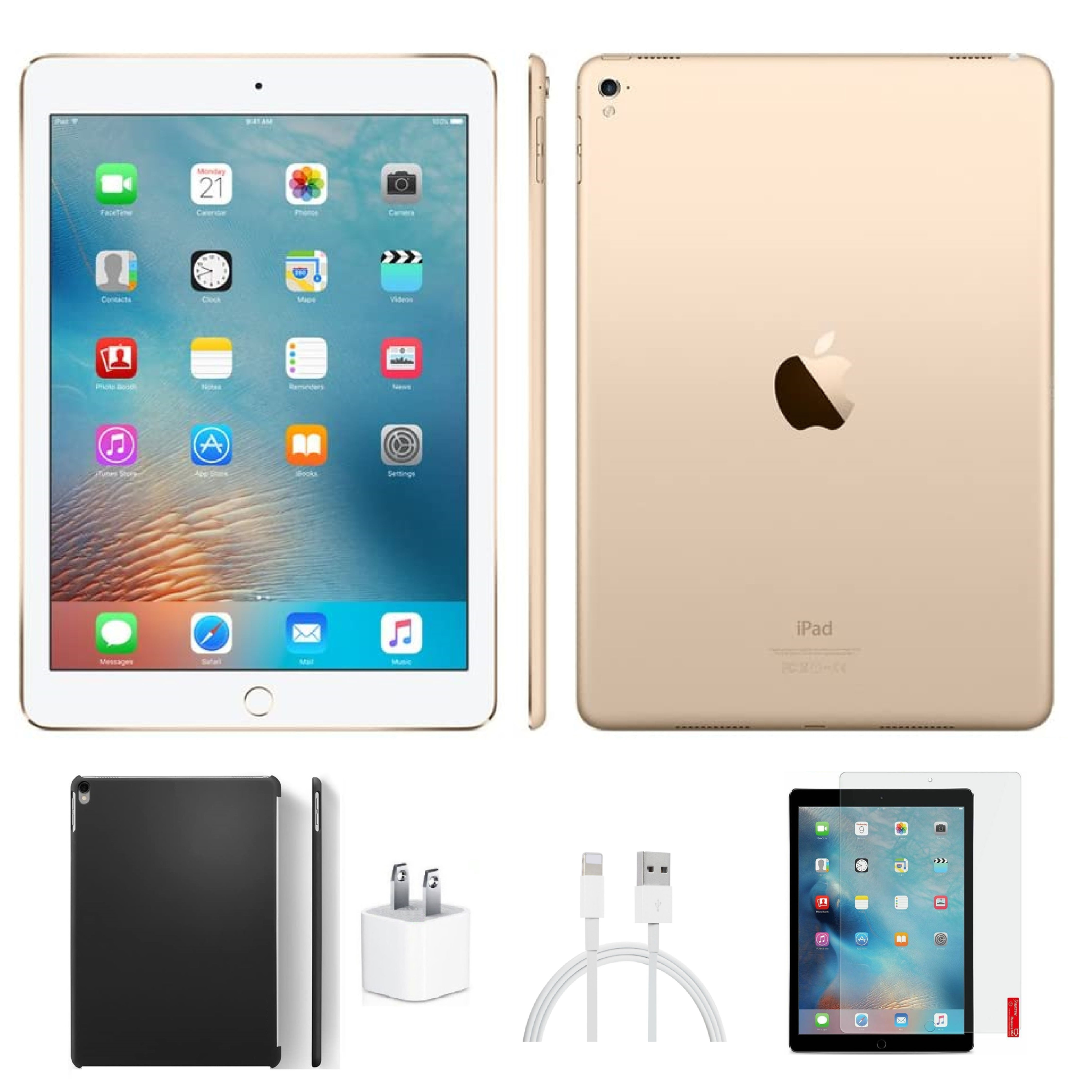Restored Apple iPad Pro 9.7-inch 128GB Gold Wi-Fi Only - Tempered Glass, Generi