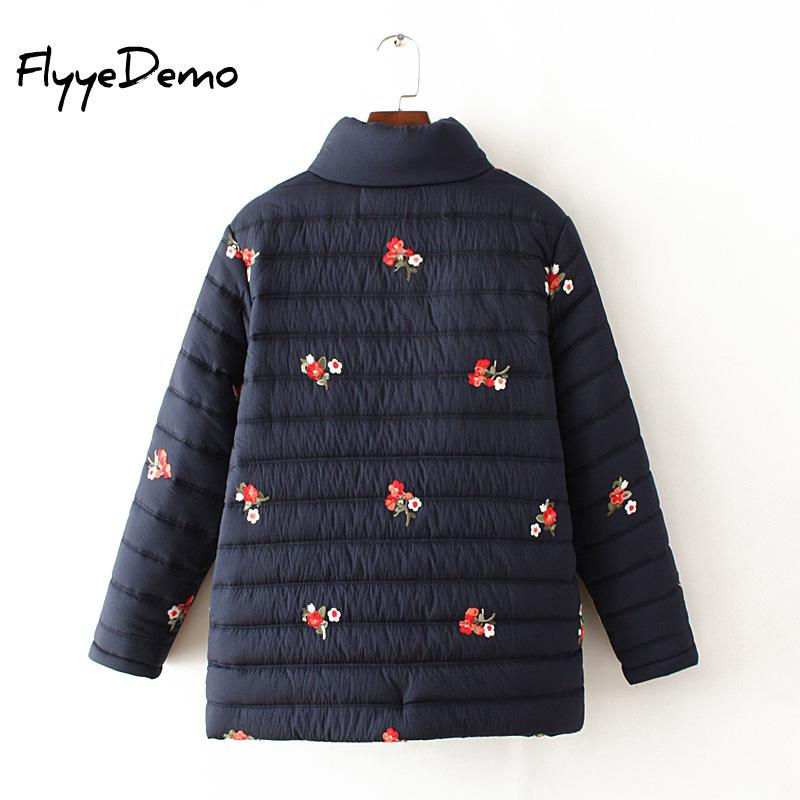 Thumbnail: Autumn Jackets Female Women Winter Plus Floral Embroidery Coats