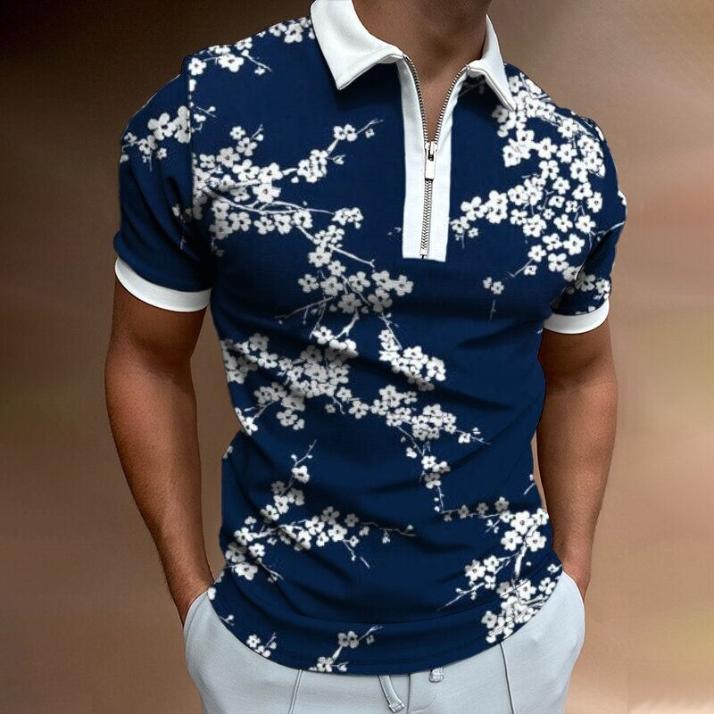 Thumbnail: New Summer High Quality Men Polo Shirts High Street Print Casual Short Sleeve M