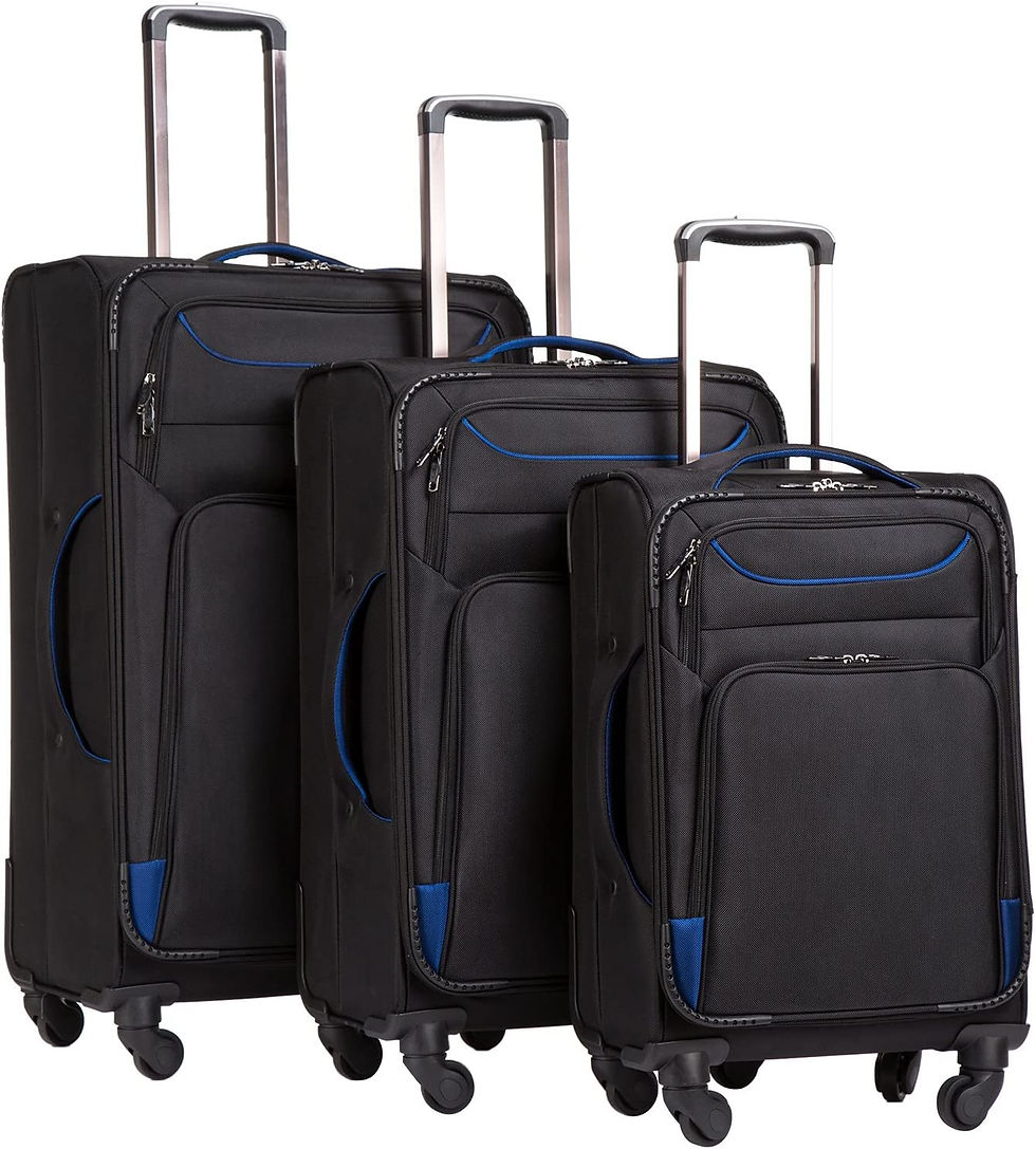 Miniatura: Coolife Luggage 3 Piece Set Suitcase Spinner Softshell lightweight (blue+sliver)
