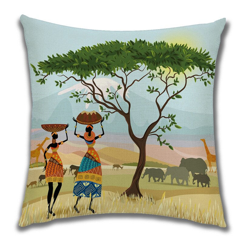 Thumbnail: African Girl Lady Oil Painting Decorative Cushion Black Women Home Art Decorati