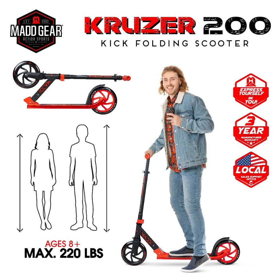 Miniature : Kruzer 200mm Commuter Scooter - Easy folding - Height Adjustable