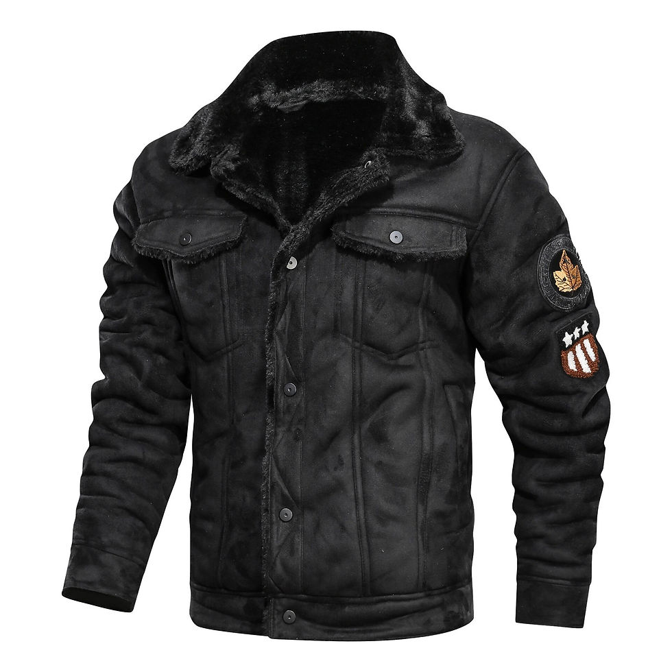 Thumbnail: Eur/US Size Mens Casual Faux Fur Leather Jacket Motorcycle PU Coats Winter Oute