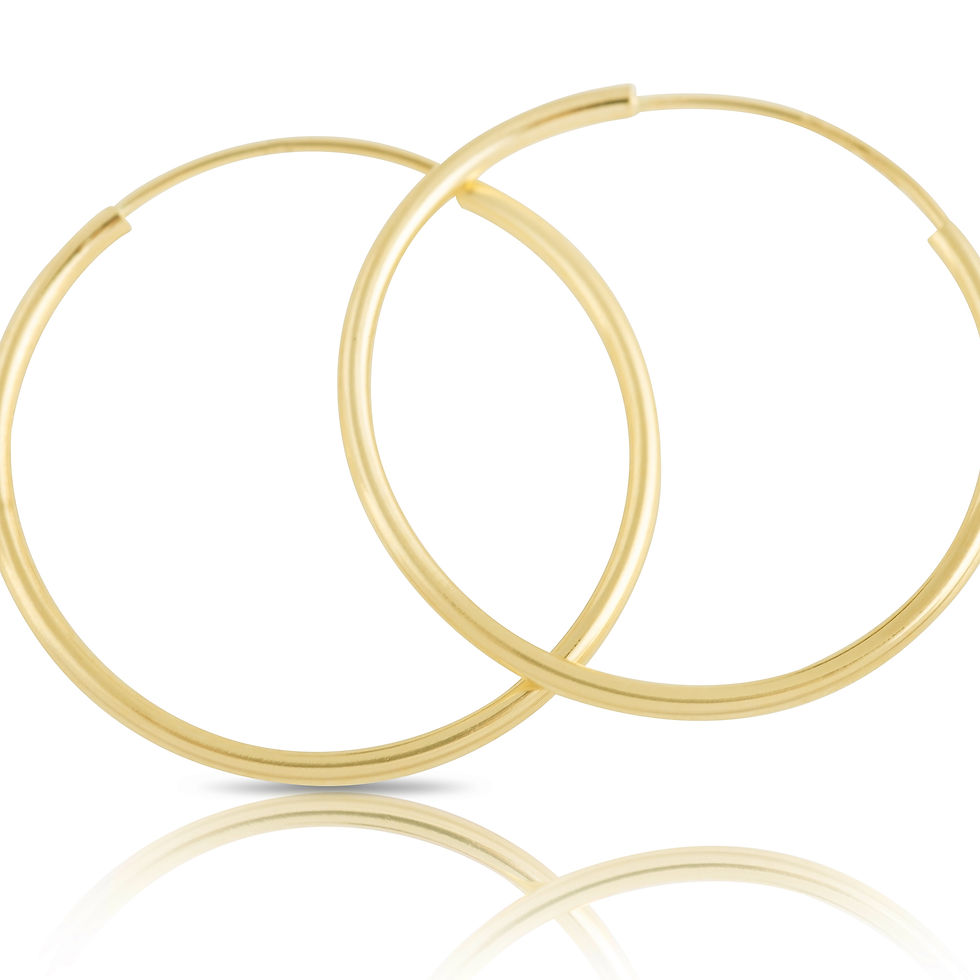 Thumbnail: 14k Yellow Gold Women's Endless Tube Hoop Earrings 1mm Thick x 20mm Diameter