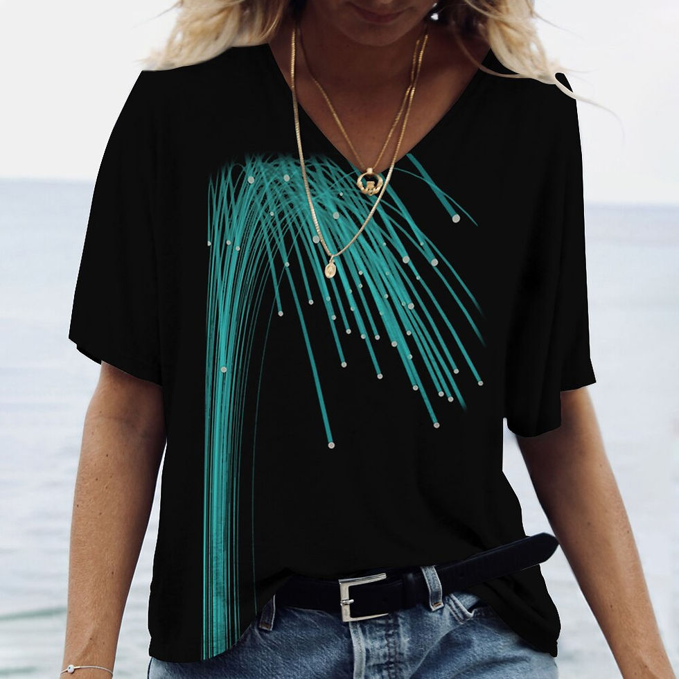 Thumbnail: V-neck Fashion Women's T-shirt 2022 Summer Short-Sleeved Tops 5xl Harajuku Grap