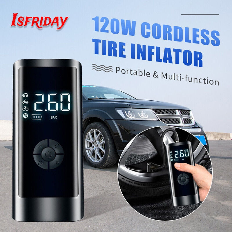 الصورة المصغرة: 6000MAH Portable Car Air Compressor 12V 160PSI Electric Cordless Tire Inflator 