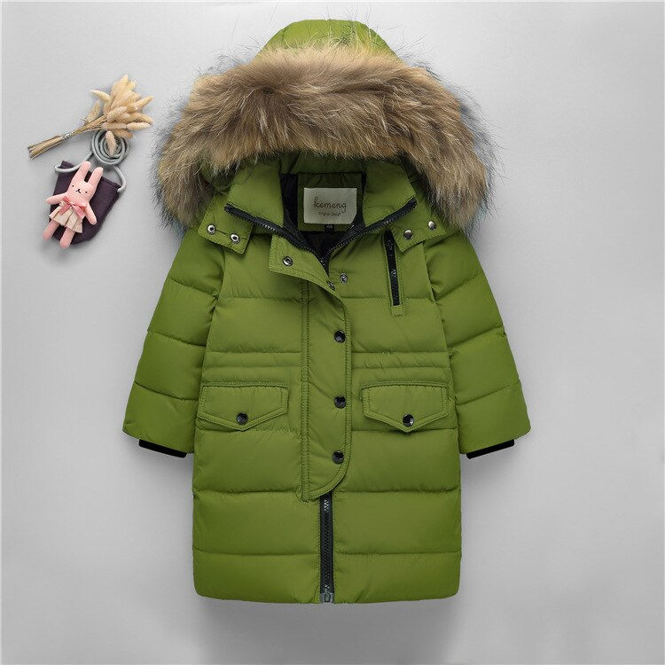 Thumbnail: Nature Fur winter down jacket for boys coats girl clothes children's clothing t