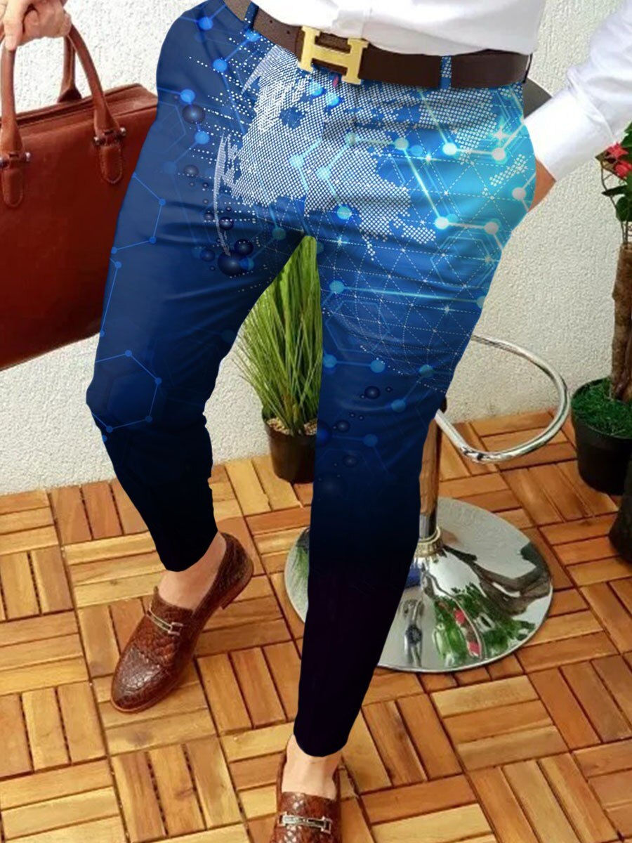 Thumbnail: 2022 New Smart Casual Men's Pants Ethnic Style Print Pencil Pants Men Thin Mid 