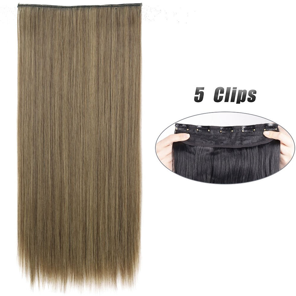 Thumbnail: Synthetic 5 Clip In Hair Extensions Long Straight Hairstyle Hairpiece Black Bro