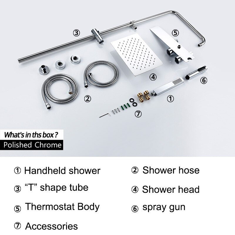 Миниатюра: Matte Black Shower Set Hot Cold Shower Mixer LED Shower System Bathroom Faucet 