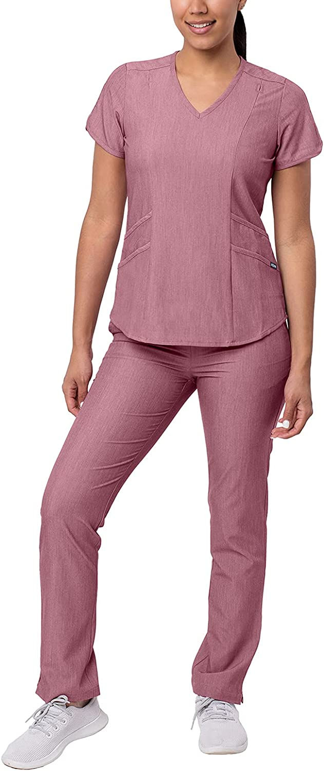 Thumbnail: Adar Pro Core Classic Scrub Set for Women - Tailored V-Neck Scrub Top & Tailore