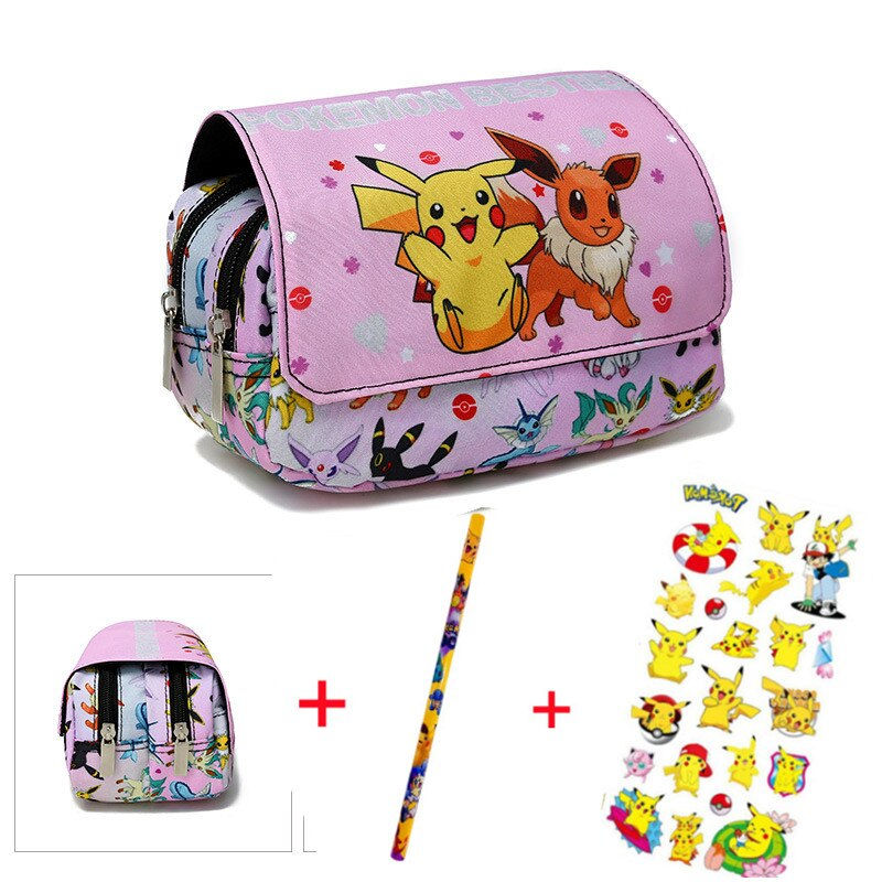 Thumbnail: Pokemon Pikachu Pencill Case Set School Cartoon Black Pen Bag School Supplies S