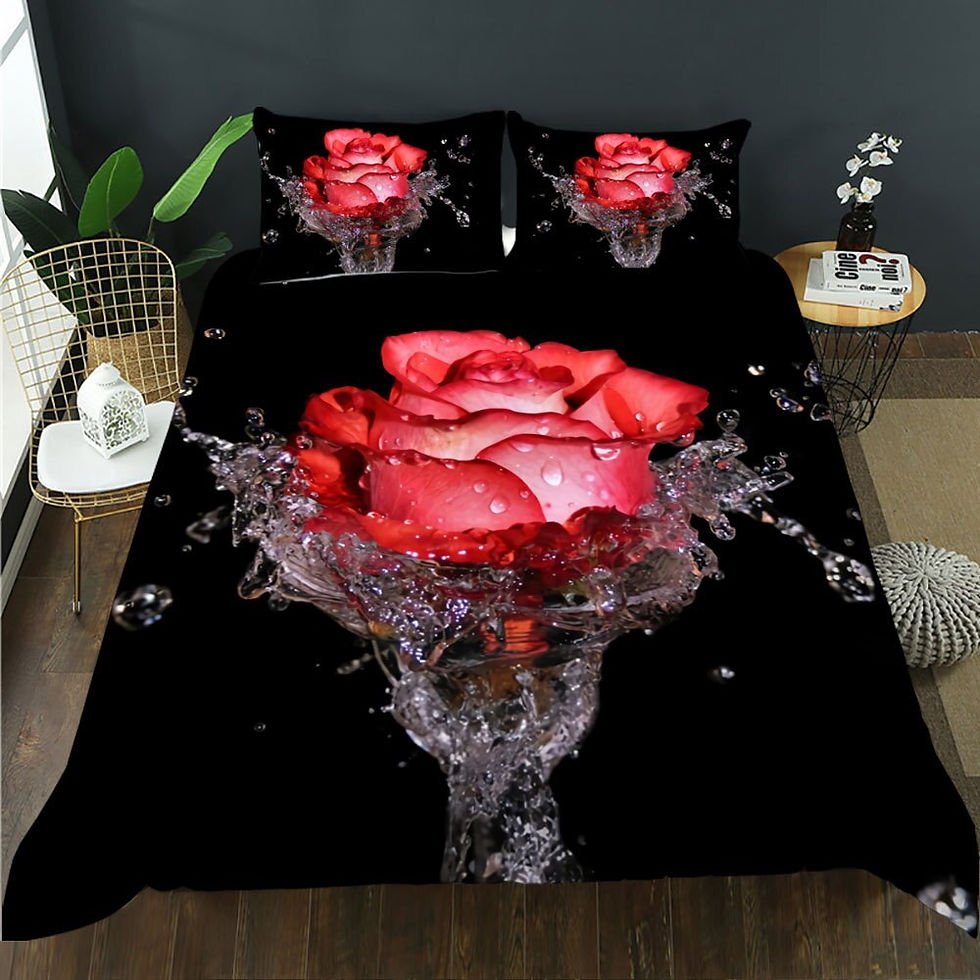Thumbnail: Red Rose Duvet Cover King/Queen Size,flower Quilt Cover Valentine's Day Wedding