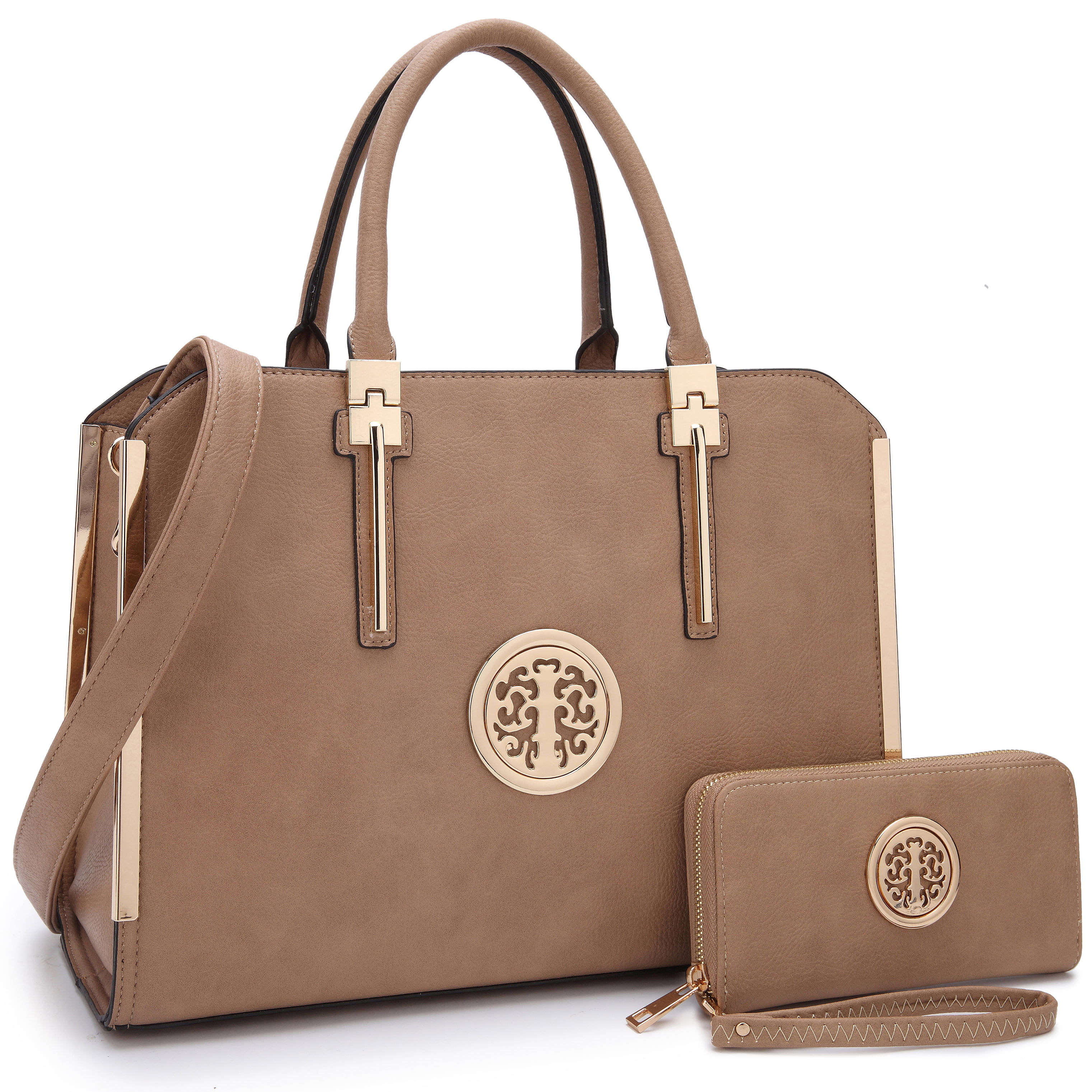 Dasein Women Large Handbag Purse Vegan Leather Satchel Work Bag Shoulder Tote w