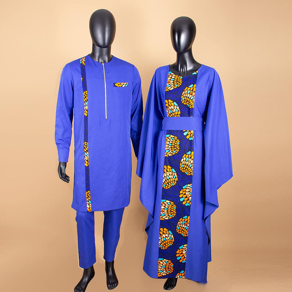 Thumbnail: African Clothes for Couples Women Ankara Print Long Dresses Match Men Outfits T