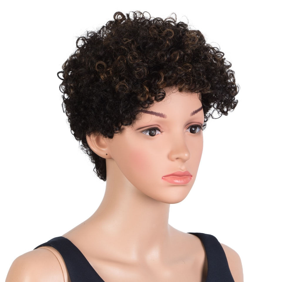 Thumbnail: Trueme Ombre Afro Kinky Curly Human Hair Wig Short Mongolian Afro Human Hair Wi